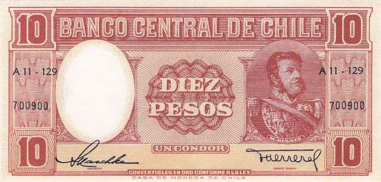 10 Pesos Chile p120-1 1958